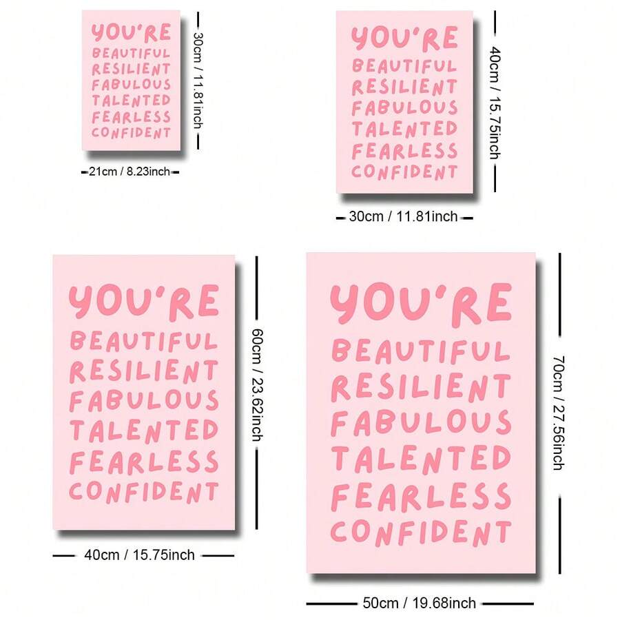 Pink resilience quote canvas styled as bedroom or office decor