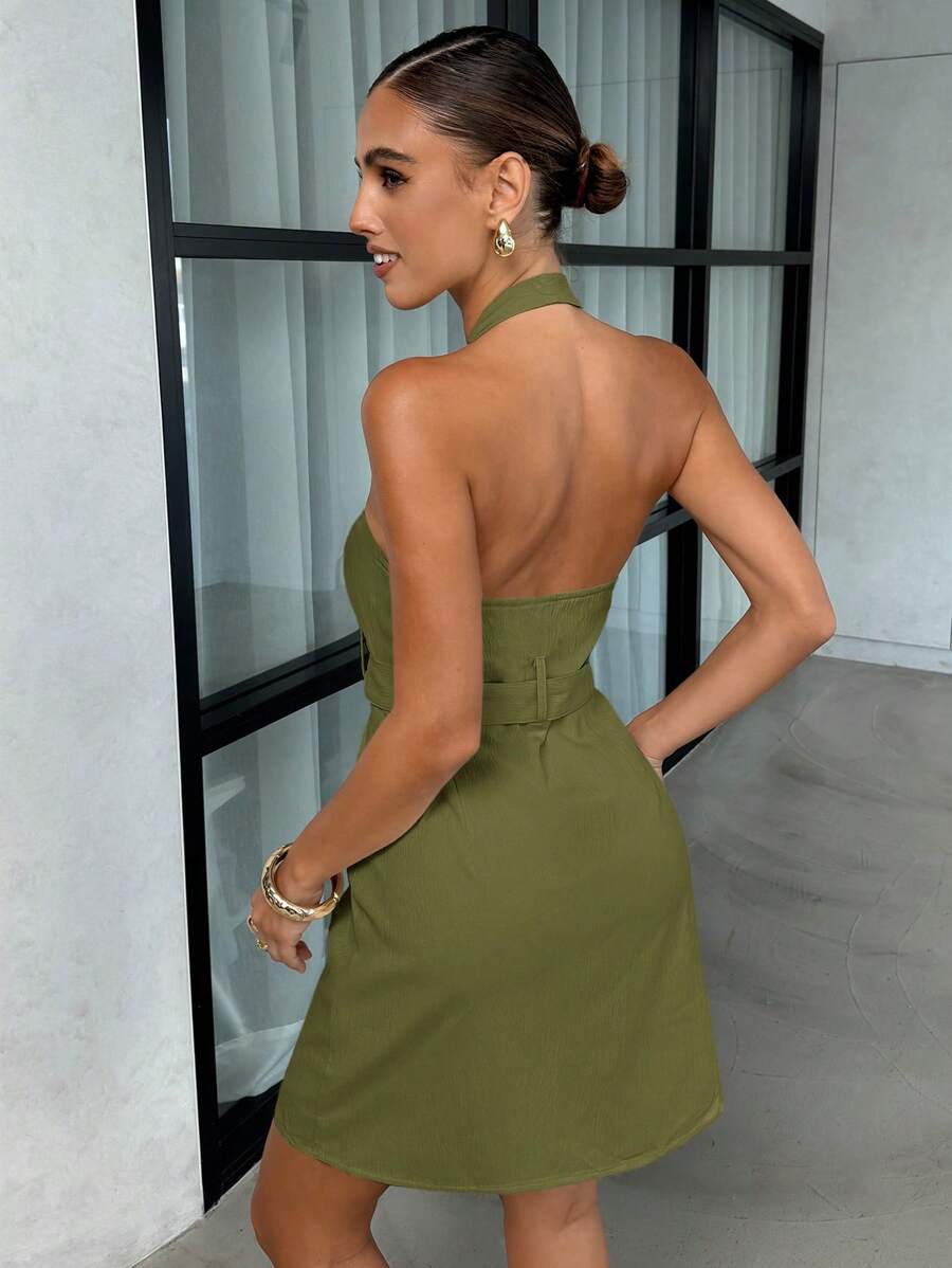 Turn heads this summer with our Chic V-Neck Halter Backless Mini Dress! Designed for fun nights out, its flirty cut and breezy style keep you cool and confident on the dance floor. Perfect for clubbing or any warm-weather adventure, this dress combines bold style with effortless comfort. Get ready to shine and make every moment unforgettable!