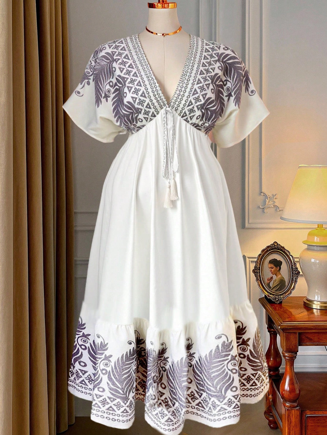 Step into effortless style with this Elegant Plus Size Bohemian V-Neck Long Dress, perfect for your casual spring and summer getaways. Its flowing silhouette and flattering V-neck create a breezy, comfortable fit that moves with you. Whether you're strolling on the beach or enjoying a sunny brunch, this dress brings a playful, free-spirited vibe to your vacation wardrobe.