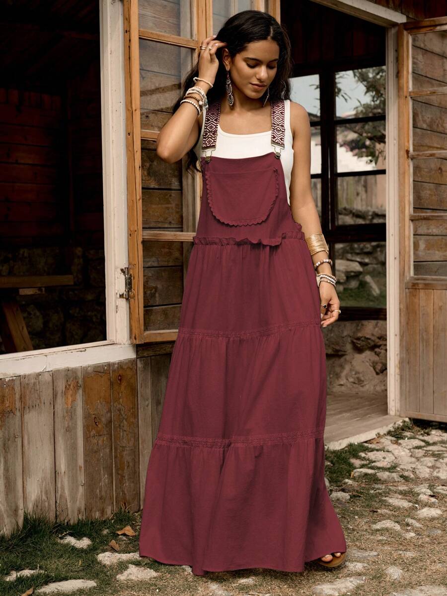 Cotton pinafore midi dress view 1