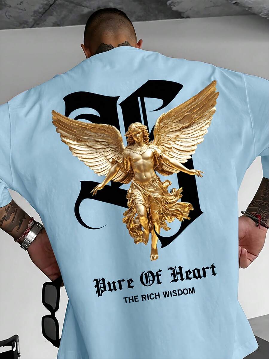 Step into summer with this playful Men's Angel Print Loose Casual T-Shirt. Featuring a stylish round neck and short sleeves, it offers a relaxed fit perfect for sunny days and laid-back vibes. The eye-catching angel print adds a fun, unique touch to your casual wardrobe, making it easy to stand out while staying comfortable all day long.