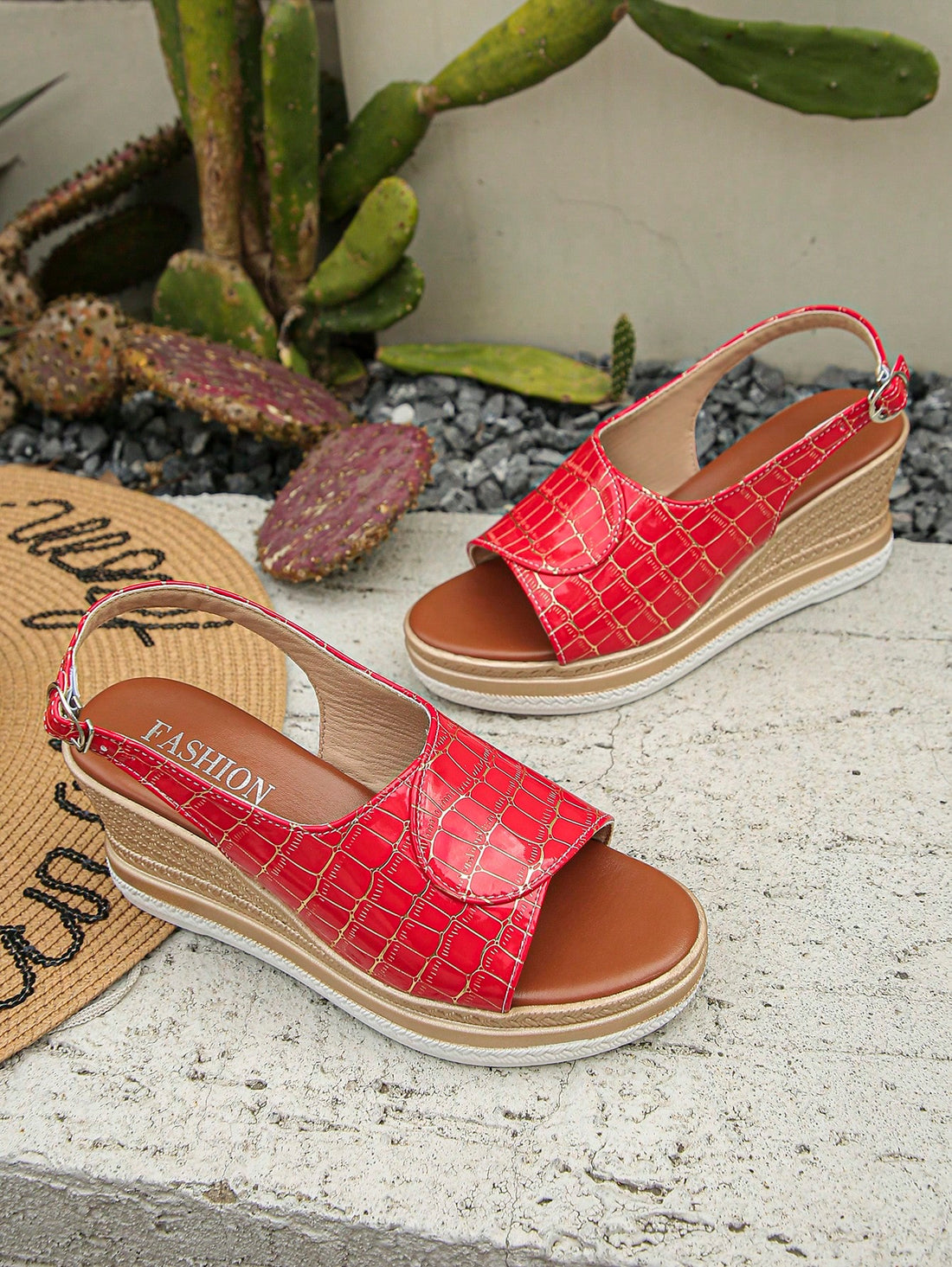 Step up your style game with these Chic Solid Color Wedge Sandals! Featuring a sturdy thick bottom and a playful buckle detail, they add a fun twist to any outfit while keeping you comfy all day. Perfect for sunny strolls or casual outings, these wedges bring a splash of flair to your footwear collection.