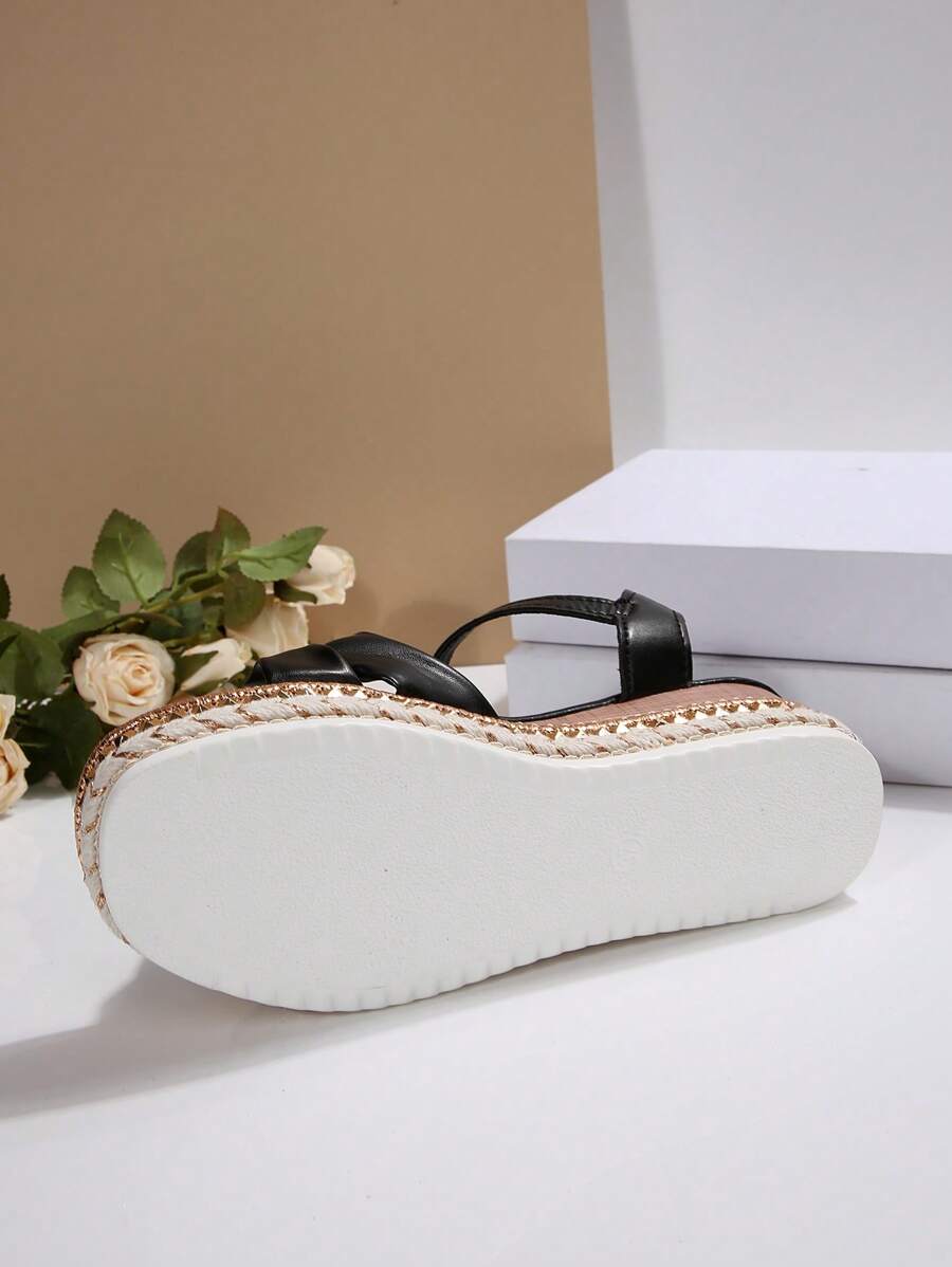 Step into summer with these playful plus size wedge sandals, featuring a chic one-strap design adorned with trendy rivet details. The adjustable buckle ensures a perfect fit, while the platform wedge adds height and comfort for all-day fun. Perfect for stylish holidays, these sandals blend fashion and ease to keep you dancing through sunny days with confidence.