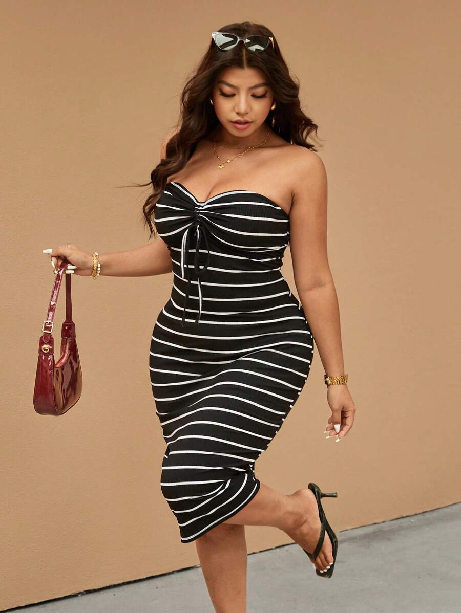 Step into vacation mode with this Elegant Plus Size Casual Twist Front Bodycon Dress. Its flattering twist front adds a fun, flirty touch while comfortably hugging your curves. Perfect for sunny days and breezy nights, this dress effortlessly blends casual ease with a touch of elegance to keep you feeling fabulous wherever your getaway takes you.