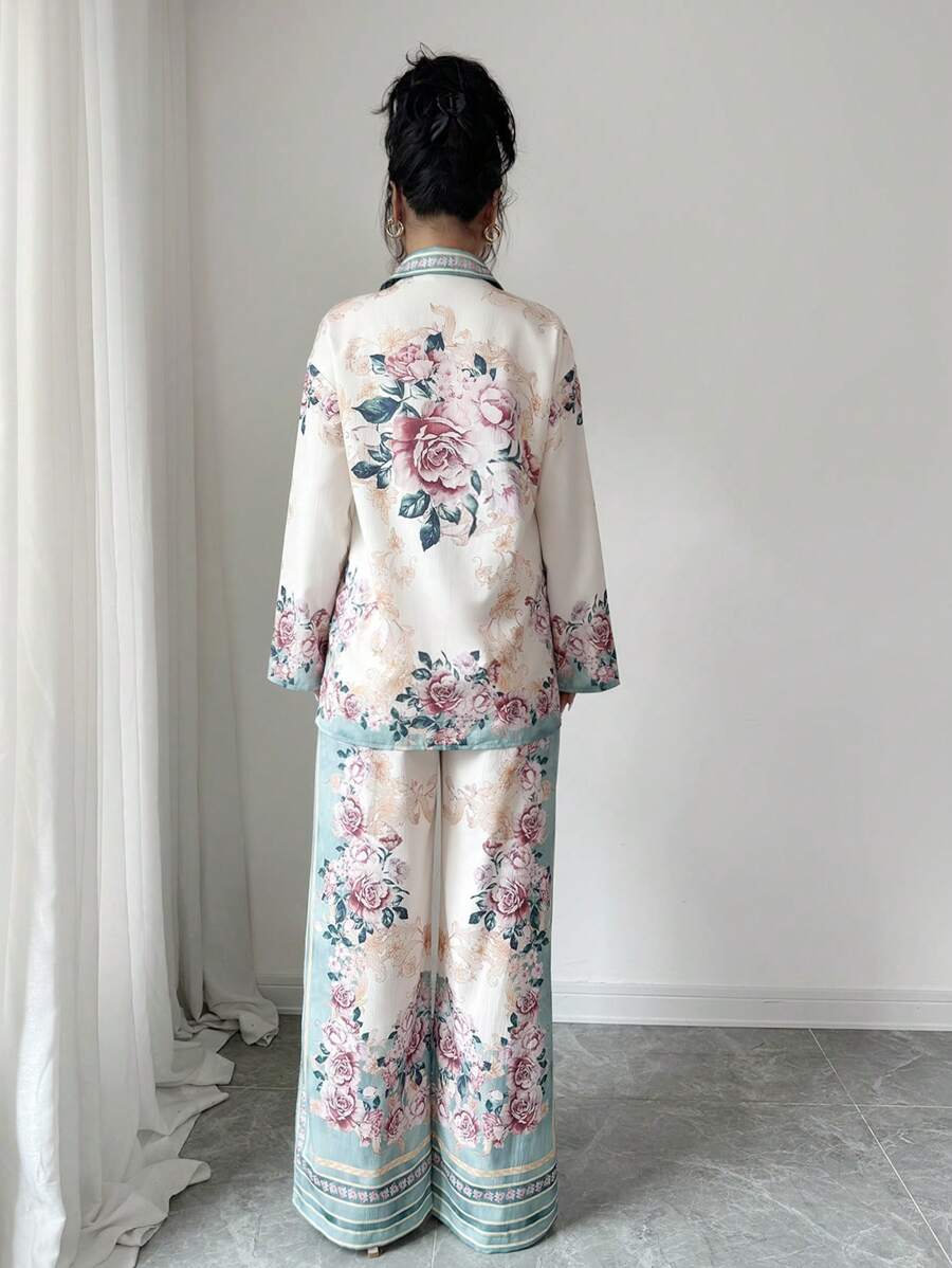 Bloom into effortless style with this charming 2-piece set that's practically begging for your next getaway. The long-sleeve floral shirt pairs perfectly with matching pants, creating a coordinated look that feels put-together without trying too hard. Whether you're lounging by the pool, exploring a new city, or just want to feel fabulous on a casual day, this set delivers comfort and personality in one go. The playful print brings joy to your wardrobe while the relaxed fit keeps you moving freely. Pack it,