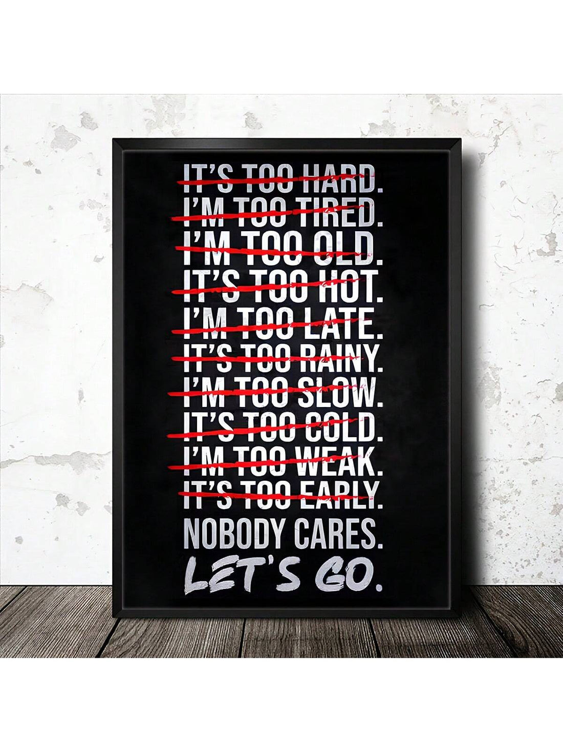 Add a splash of motivation to your space with this stylish black and white minimalist gym quote canvas. Perfect for home gyms or any room needing a little extra inspiration, its clean design keeps things sleek while the uplifting message keeps you moving. Who said working out can’t be chic?