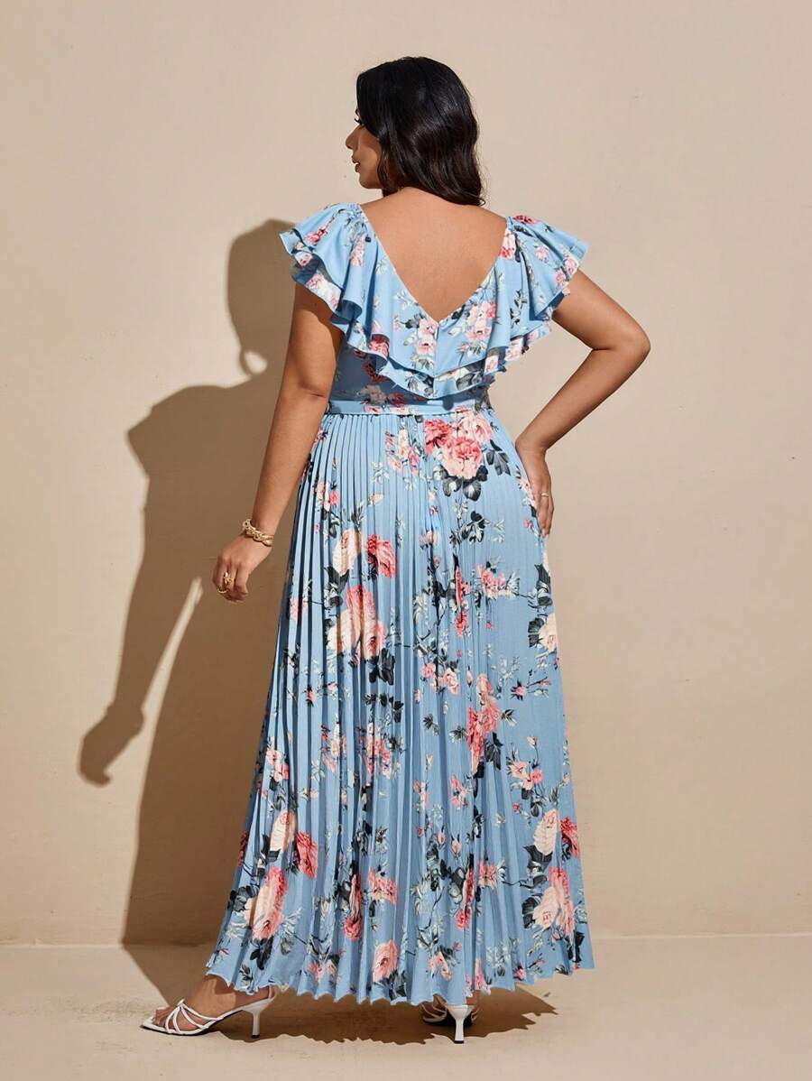 Step into sunshine with this Elegant Plus Size Floral V-Neck Ruffled A-Line Dress! Its playful ruffles and flattering A-line cut bring breezy comfort and style to your summer vacation wardrobe. The vibrant floral pattern and feminine V-neck add a touch of charm, making it perfect for sunny strolls or beachside dinners. Embrace effortless elegance and feel fabulous wherever your adventures take you!