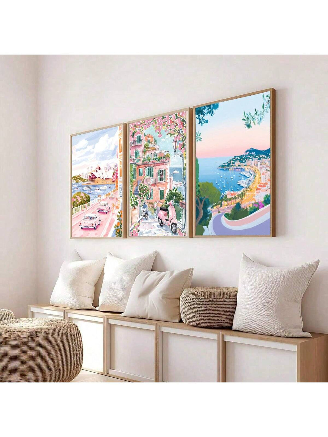 Add a splash of pink charm to your space with this Chic 3-Piece Pink City Travel Canvas Art Set. Perfect for a girly bedroom or dorm, these playful prints bring a fun, stylish vibe inspired by city adventures. Brighten up your walls with this set that’s all about easy, trendy decor to make your room feel uniquely you!