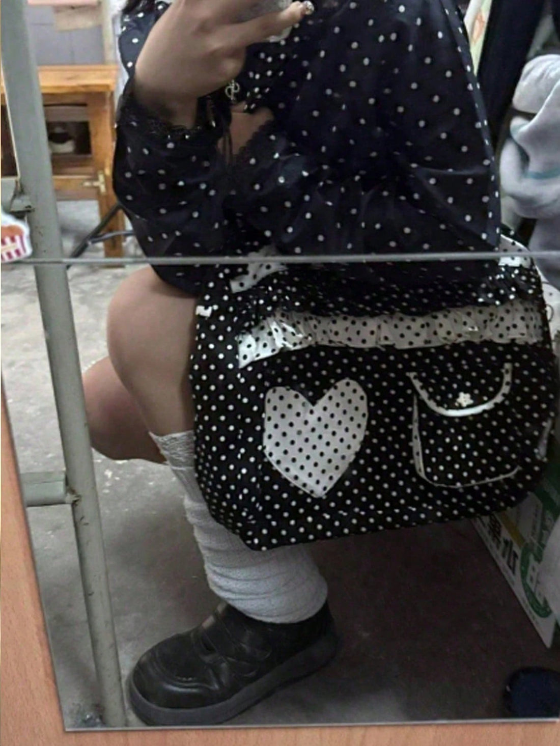 Carry your essentials in style with this charming canvas tote bag featuring a delightful black and white polka dot heart pattern. Perfect for school runs, shopping trips, or everyday adventures, this versatile bag combines playful design with practical functionality. The durable canvas construction ensures it holds up to daily wear, while the spacious interior accommodates books, groceries, and all your must-haves. Whether you're heading to class or the market, this cheerful tote adds a fun pop of personali