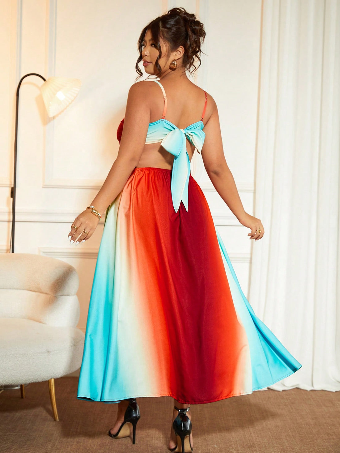Get ready to turn heads on your summer getaway with this chic plus size ombre maxi dress. Its playful backless and hollow-out design offers a breezy, flirty vibe perfect for warm days and balmy nights. The flowing ombre fabric adds a splash of color that moves beautifully as you stroll, making it a fun and comfortable choice for casual vacation moments. Embrace effortless style and dazzling confidence wherever your adventures take you!