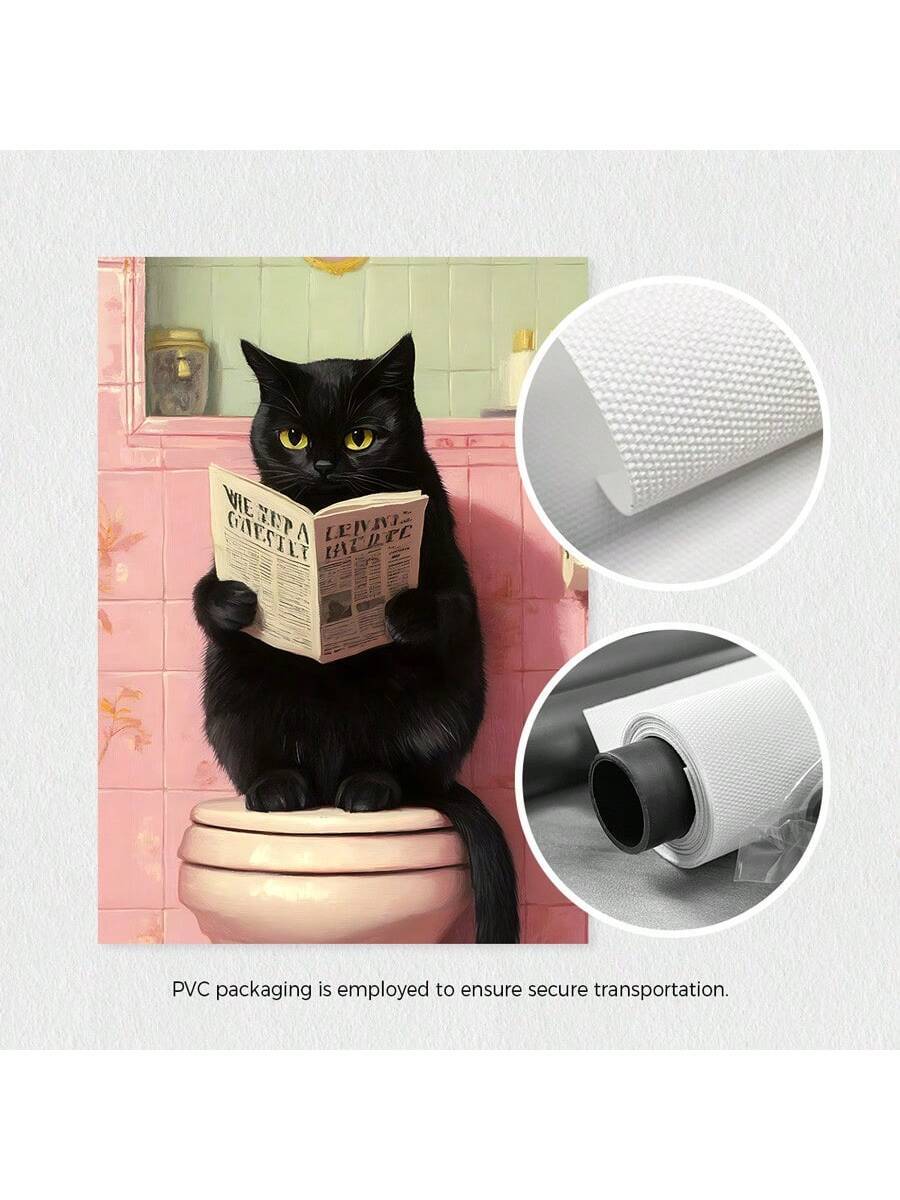 Add a touch of whimsy to your bathroom with this Funny Black Cat Wall Art Set. Featuring vintage-style animal canvas prints, these playful black cat illustrations bring charm and a dash of humor to your space. Perfect for cat lovers looking to brighten up their decor with a quirky, lighthearted vibe.