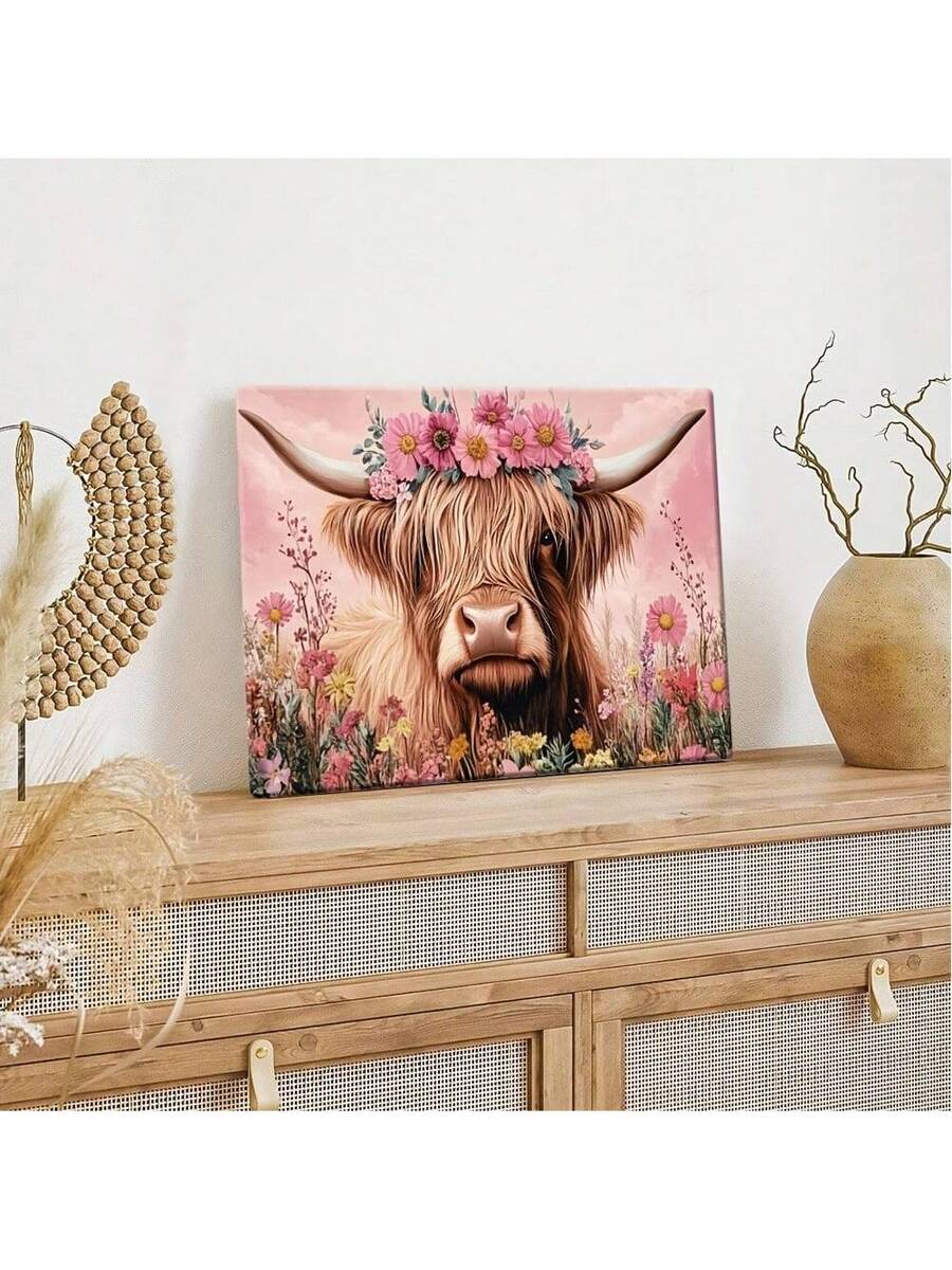 Framed canvas back view with wrapped edges and hanging hardware