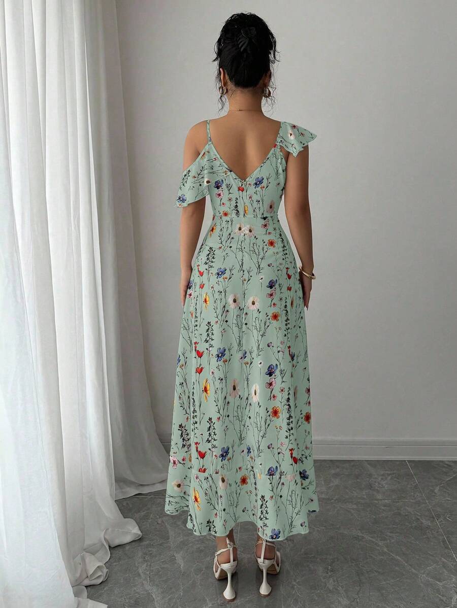 Twirl into summer with this charming asymmetrical ruffle dress, where delicate florals meet effortless elegance. The playful ruffled hem adds movement and personality to your warm-weather wardrobe, while the graceful flower print brings a touch of botanical beauty to every occasion. Perfect for garden parties, casual outings, or whenever you want to feel put-together without trying too hard. Slip it on and let the ruffles do the talking!