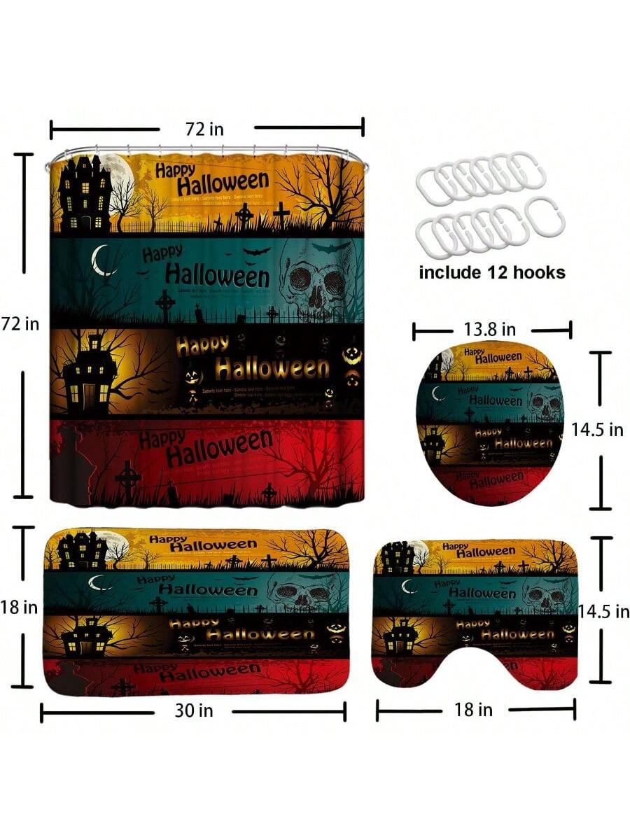 Get your bathroom ready for Halloween fun with this Spooktacular 4-piece shower curtain set! Featuring a festive curtain, non-slip rugs, and matching accessories, it’s the perfect way to add spooky charm and keep things safe during your Halloween parties. Easy to install and sure to delight guests of all ages!