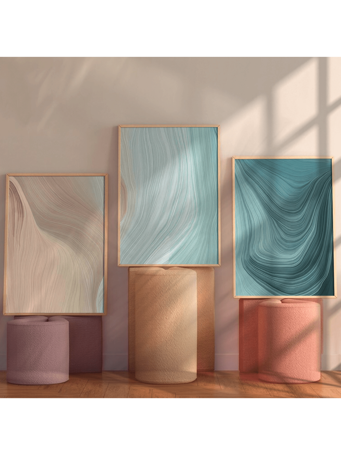 Add a splash of style with this 3-piece modern abstract wall art set! Featuring playful brown and turquoise designs, these minimalist posters brighten up any home, office, or dorm room. Easy to mix and match, they bring a fun, contemporary vibe that sparks creativity and conversation wherever you hang them.