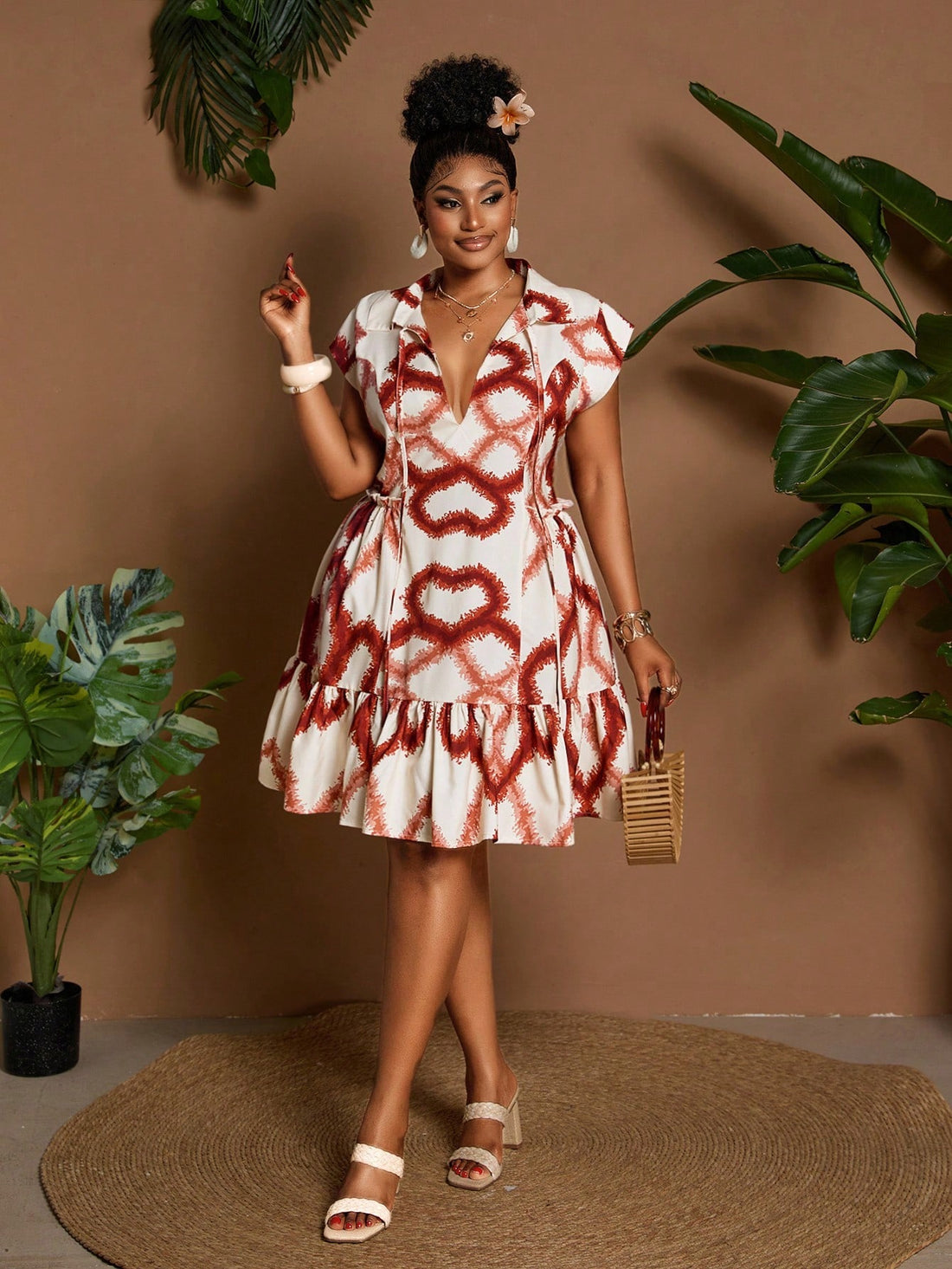 Step into sunshine-ready style with this chic plus size summer dress featuring a playful knot collar and breezy batwing sleeves. Designed for effortless vacation vibes, its flowing silhouette keeps you cool and confident from beach days to sunset strolls. Embrace comfort and charm in one fabulous dress made to celebrate your curves and carefree spirit.