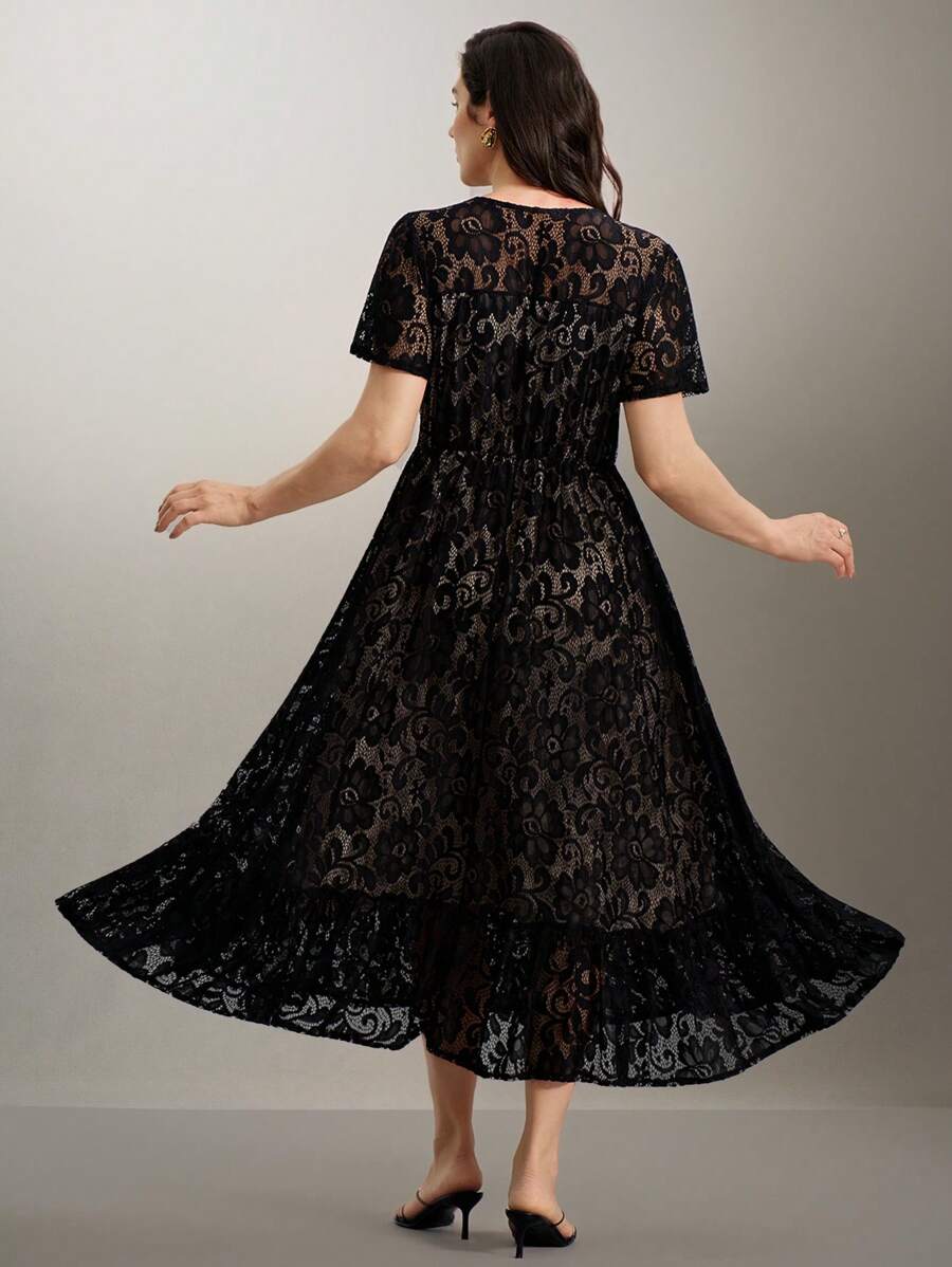Step out in style and comfort with this Plus Size Elegant Lace Maxi Dress, your new summer must-have! Crafted with delicate lace and designed to flatter your curves, this dress effortlessly blends sophistication with breezy ease. Perfect for sunny days or evening events, it brings a playful touch to any occasion while keeping you cool and confident. Embrace the season’s charm in a dress that celebrates you!