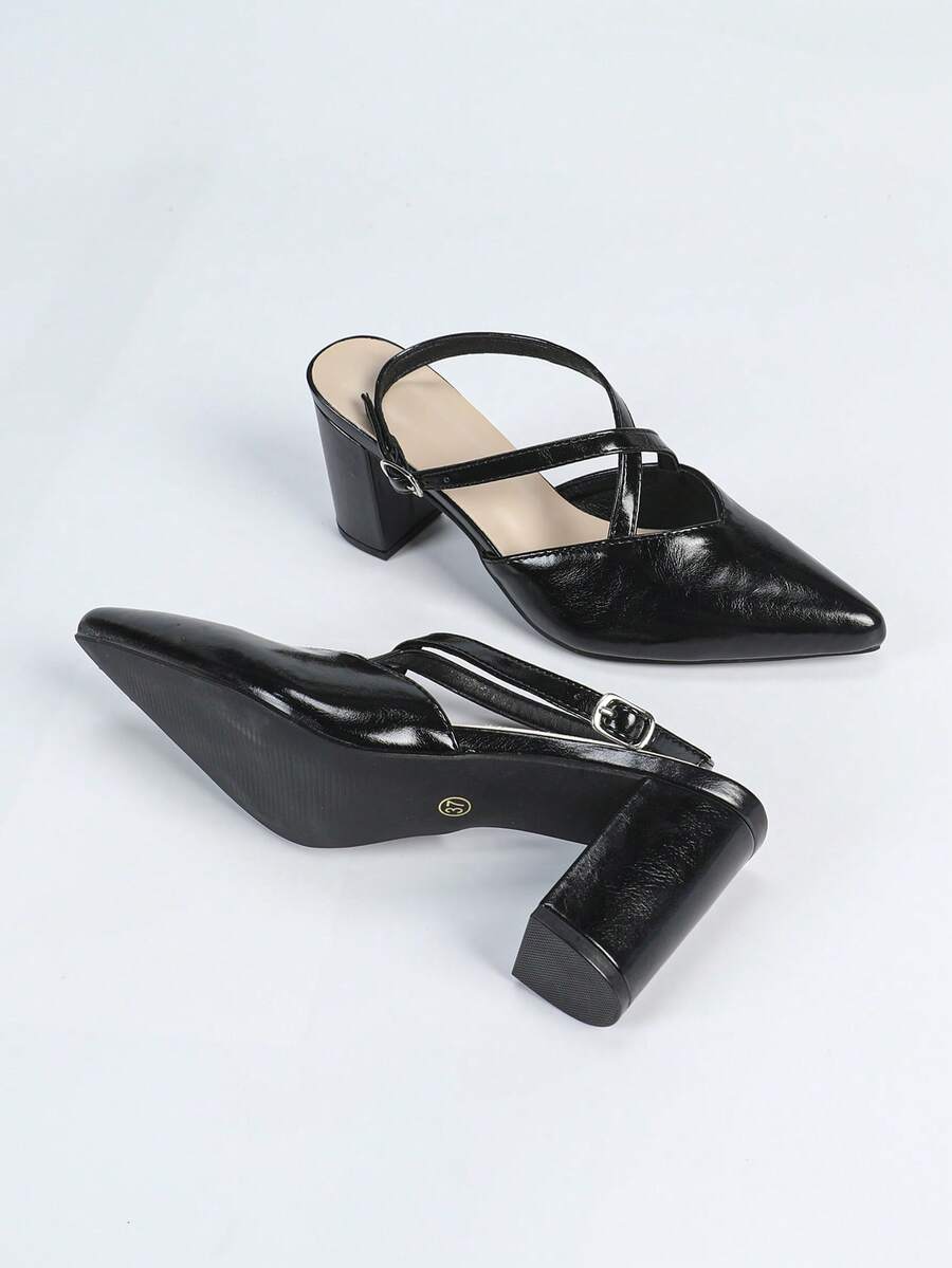 Detail view of Elegant Women's Black Pointed Toe Stilettos - Chic and Comfortable High Heels for Any Occasion for shoes styling