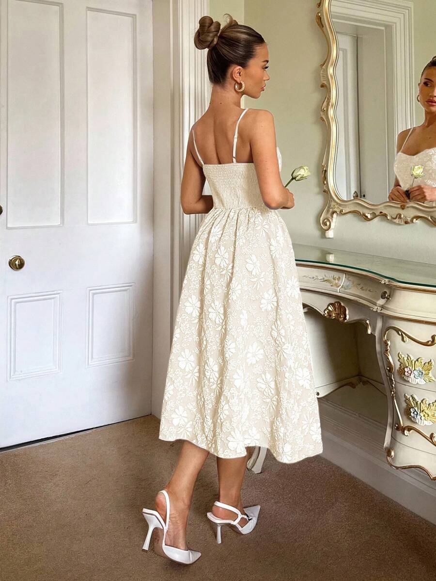 Slip into sophistication with this stunning navy blue maxi dress that's equal parts glamorous and fun. The delicate spaghetti straps frame your shoulders while the daring backless design adds an unexpected twist of allure. Crafted from luxurious jacquard fabric with intricate texture, this A-line silhouette flatters every figure and flows beautifully with every step. Perfect for evening events, weddings, or whenever you want to turn heads and feel absolutely fabulous. A timeless piece that proves elegance d