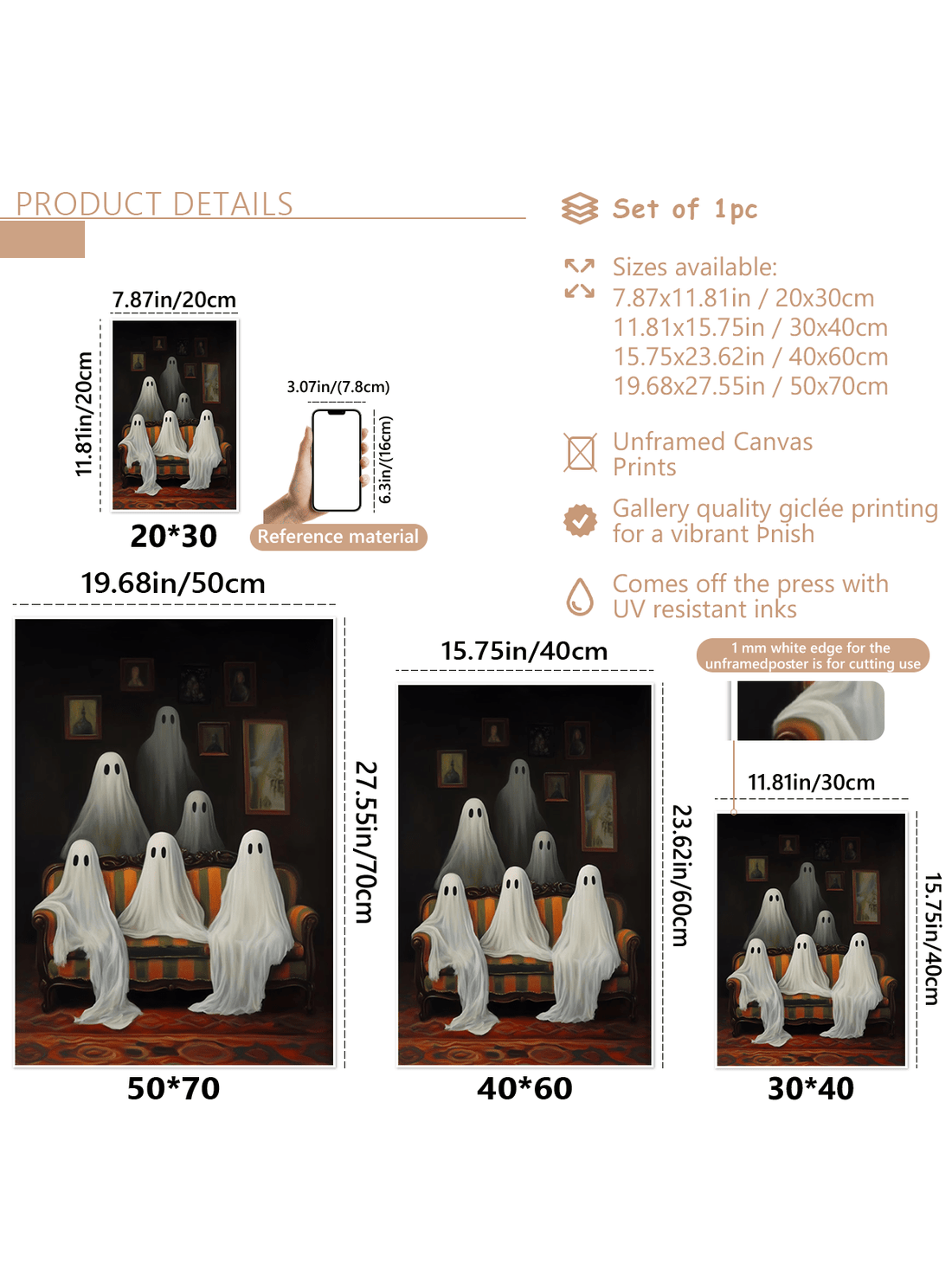 Add a touch of spooky charm to your home with this Vintage Ghost Family Oil Painting. Perfect for Halloween, this unique wall art print brings playful ghostly characters to life, creating a fun and eerie atmosphere. Ideal for anyone looking to celebrate the season with a quirky, vintage-inspired decoration that sparks conversation and delight.