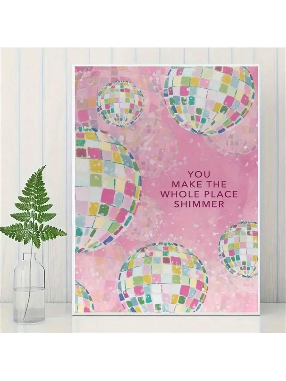 Bring the dance floor vibes to any room with this playful Colorful Disco Ball Lyrics Canvas Poster. Its vibrant design and retro flair make it a perfect statement piece for music lovers and teen spaces, adding an energetic pop of color and rhythm to your walls. Celebrate your love for music with art that grooves!