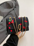 Image 6 - color option of Vintage Cherry Pattern Mini Square Shoulder Bag – Versatile Flap & Adjustable Chain for Stylish Daily Use