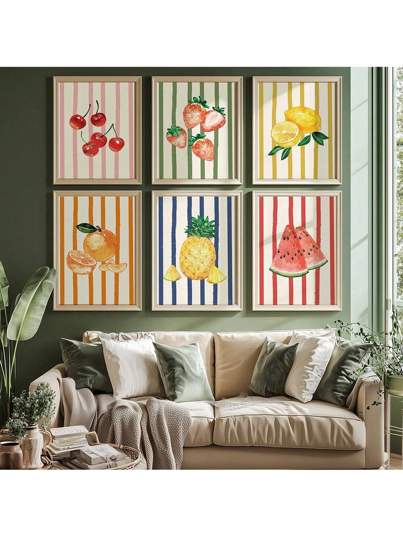 Picture of Vibrant 6-Piece Fruit Abstract Art Print Set – Minimalist Gallery Wall ...
