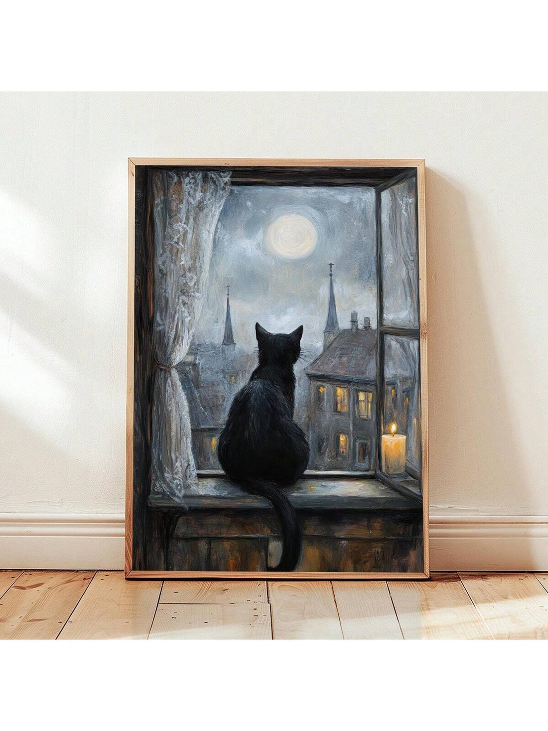 Bring a touch of enchantment to your space with this delightful black cat art print. Perfect for windowsills, shelves, or gallery walls, this whimsical design captures the cozy charm of cottagecore aesthetics. Whether you're decorating for Halloween or adding year-round character to your home, this playful feline illustration brings warmth and personality to any room. Ideal for cat lovers and those who appreciate quirky, nostalgic home decor that celebrates the magic of the everyday.