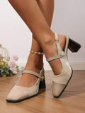 vintage peep toe block heel pumps image 25 showing visible heel, toe, strap, color, and material details