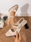 vintage peep toe block heel pumps image 24 showing visible heel, toe, strap, color, and material details