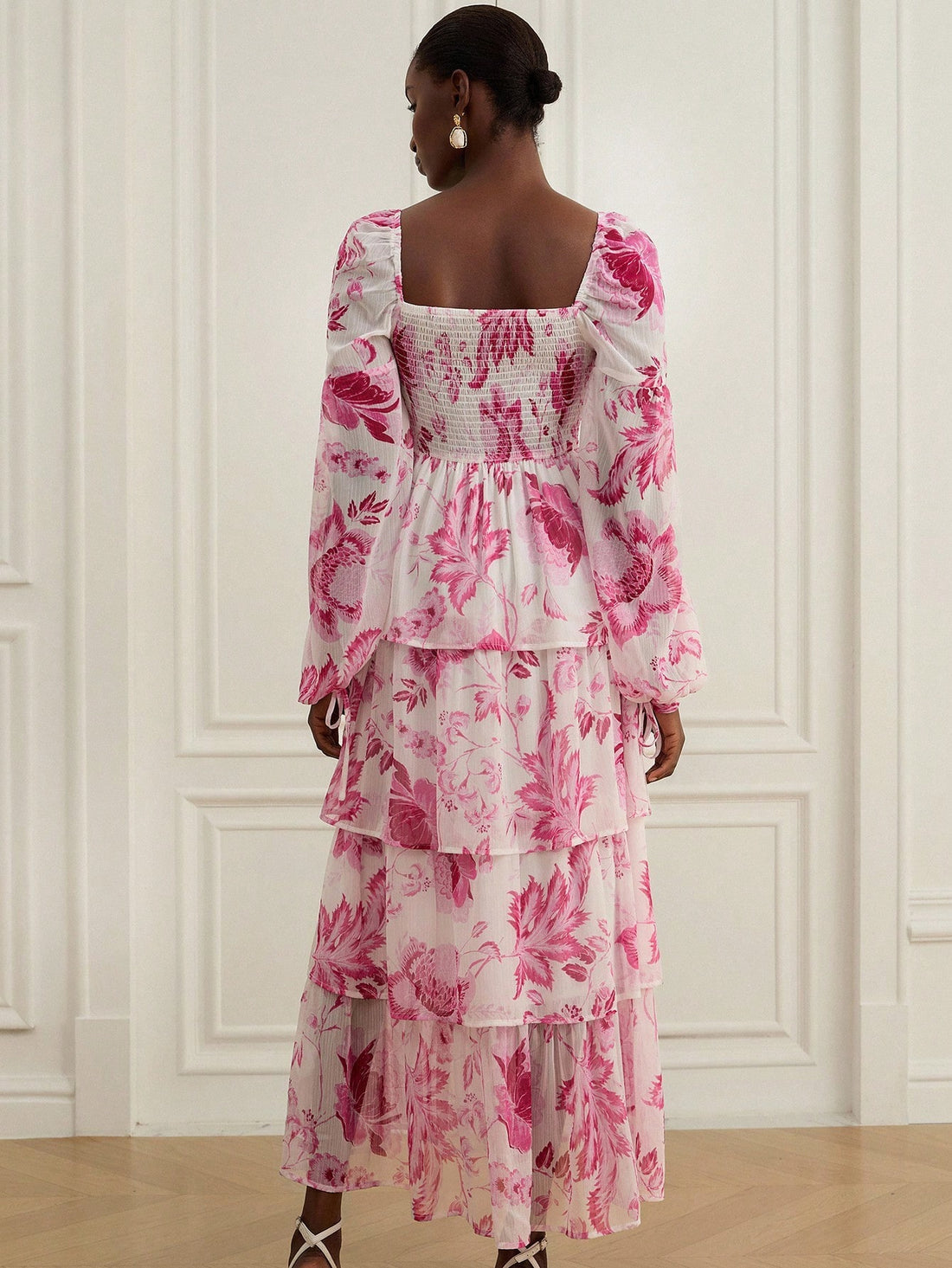 Step into fall with flair in this charming multi-layer ruffle dress, adorned with a fresh floral print that brings a burst of nature’s beauty to every step. Its playful layers create a delightful bounce with each move, making it perfect for crisp autumn days and cozy nights out. This dress pairs effortlessly with boots or flats, adding a stylish twist to your seasonal wardrobe. Embrace the season’s spirit with a look that’s as fun as it is fashionable!