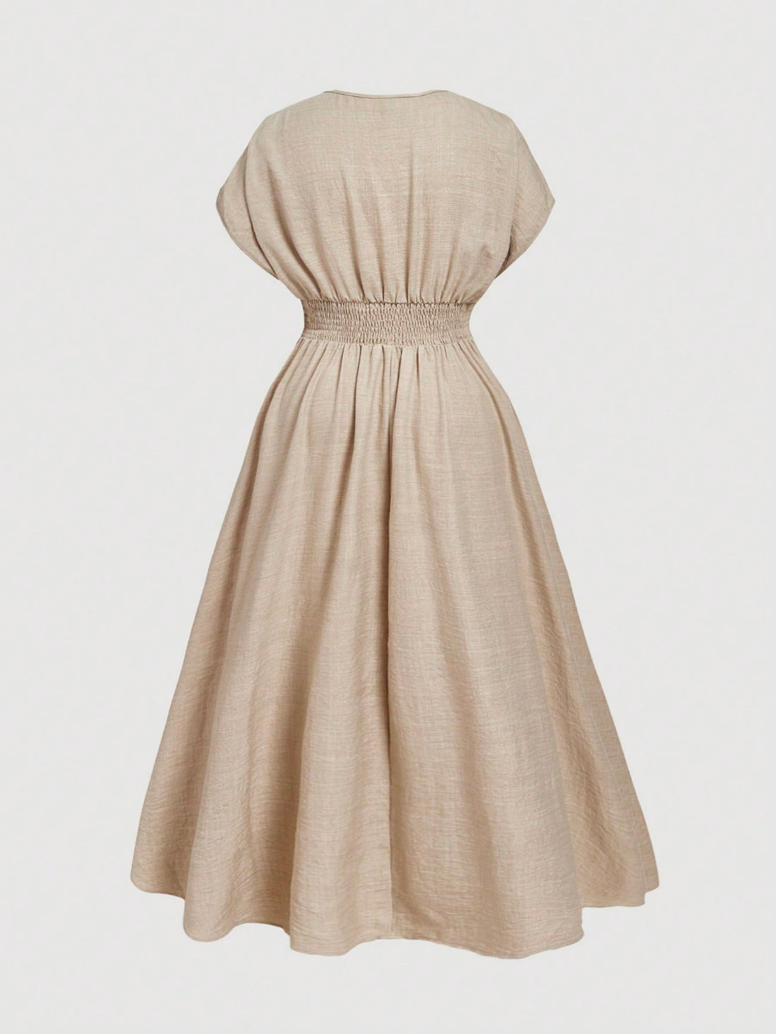 Step into the spotlight with this playful apricot linen dress designed just for you! Featuring a flattering V-neck and charming puff sleeves, it combines comfort and style effortlessly. Perfect for graduations or dancing at country concerts, this plus-size dress lets you celebrate every moment with ease and flair. Embrace your elegance and have fun doing it!