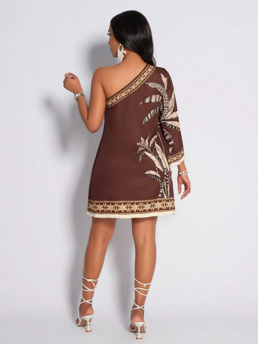Escape to paradise with this vibrant one-shoulder dress that captures the lush essence of tropical rainforests. The asymmetrical neckline creates an effortlessly chic silhouette, while the playful tassel skirt adds movement and flair to every step. Perfect for warm-weather adventures, beach getaways, or turning heads at summer gatherings. The breathable fabric keeps you cool and comfortable, letting you embrace the season with confidence and style. Whether you're lounging poolside or exploring new destinati