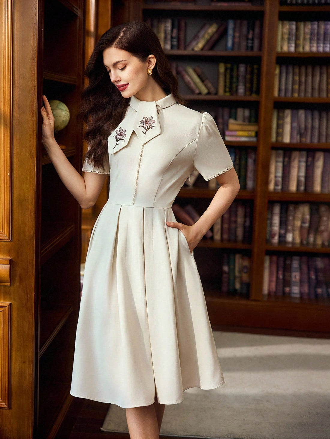 Step into timeless charm with this vintage-inspired floral embroidered dress! Perfectly blending casual comfort with special occasion flair, it features handy pockets to keep your essentials close. Twirl through your day or dance the night away in a playful, feminine silhouette designed to brighten any moment. Vintage elegance never felt so fun!