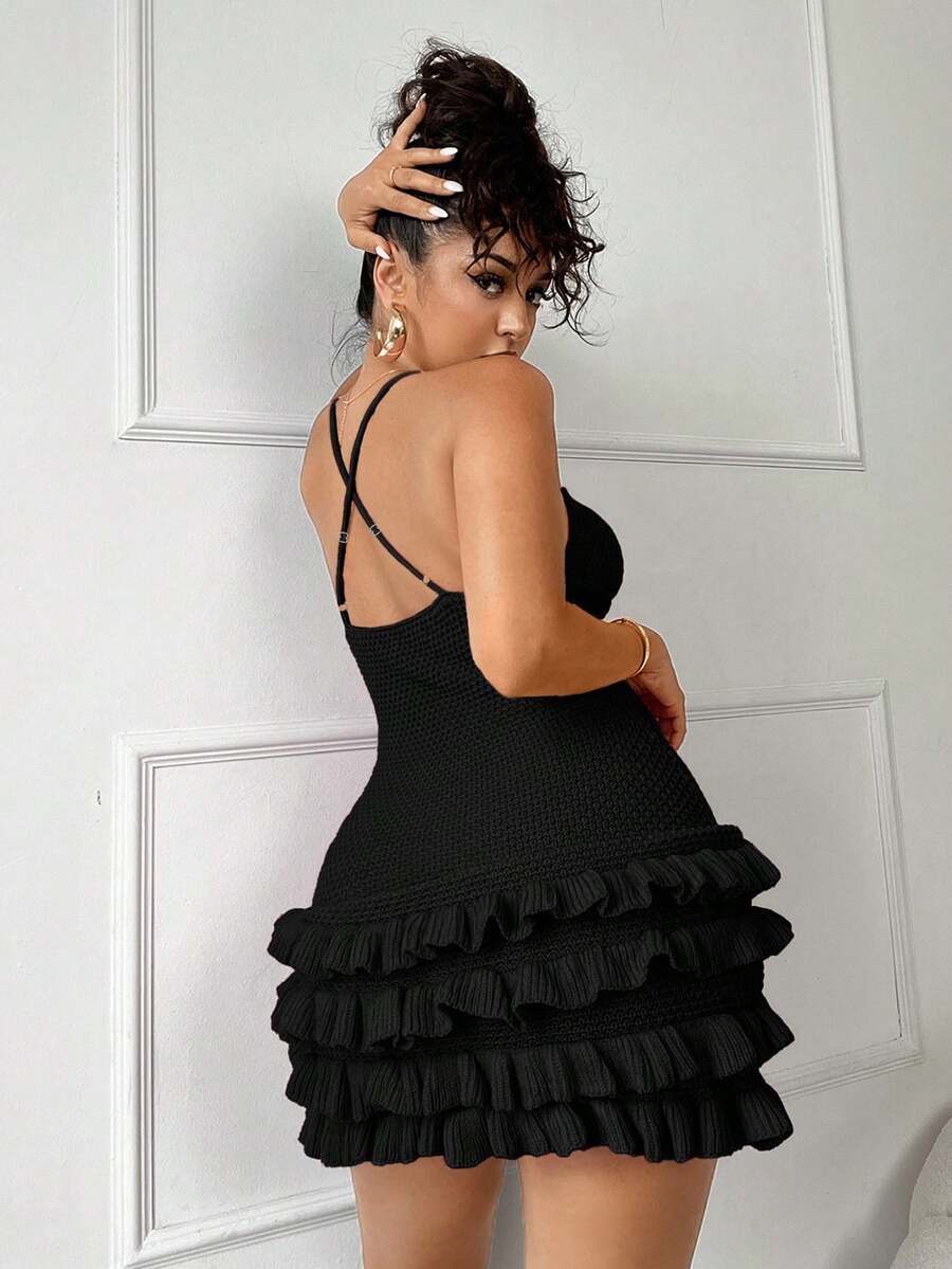 Turn heads this spring and summer with this playful plus size red ruffled mini sweater dress. Its vibrant color and flirty ruffles make it a fun beach cover-up or a lively everyday outfit. Lightweight and comfy, it keeps you cool and stylish whether you’re strolling the shore or meeting friends for brunch. Embrace effortless charm and a splash of sunshine wherever you go!