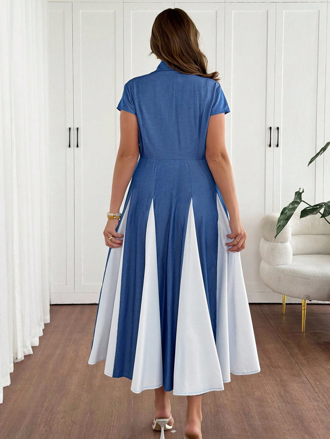 Turn heads with this playful plus size skater dress featuring a denim effect fabric and flattering short sleeves. Its fit-and-flare silhouette adds fun movement while enhancing your curves with ease. Perfect for casual outings or dressing up, this dress combines comfort and style effortlessly for every confident woman.