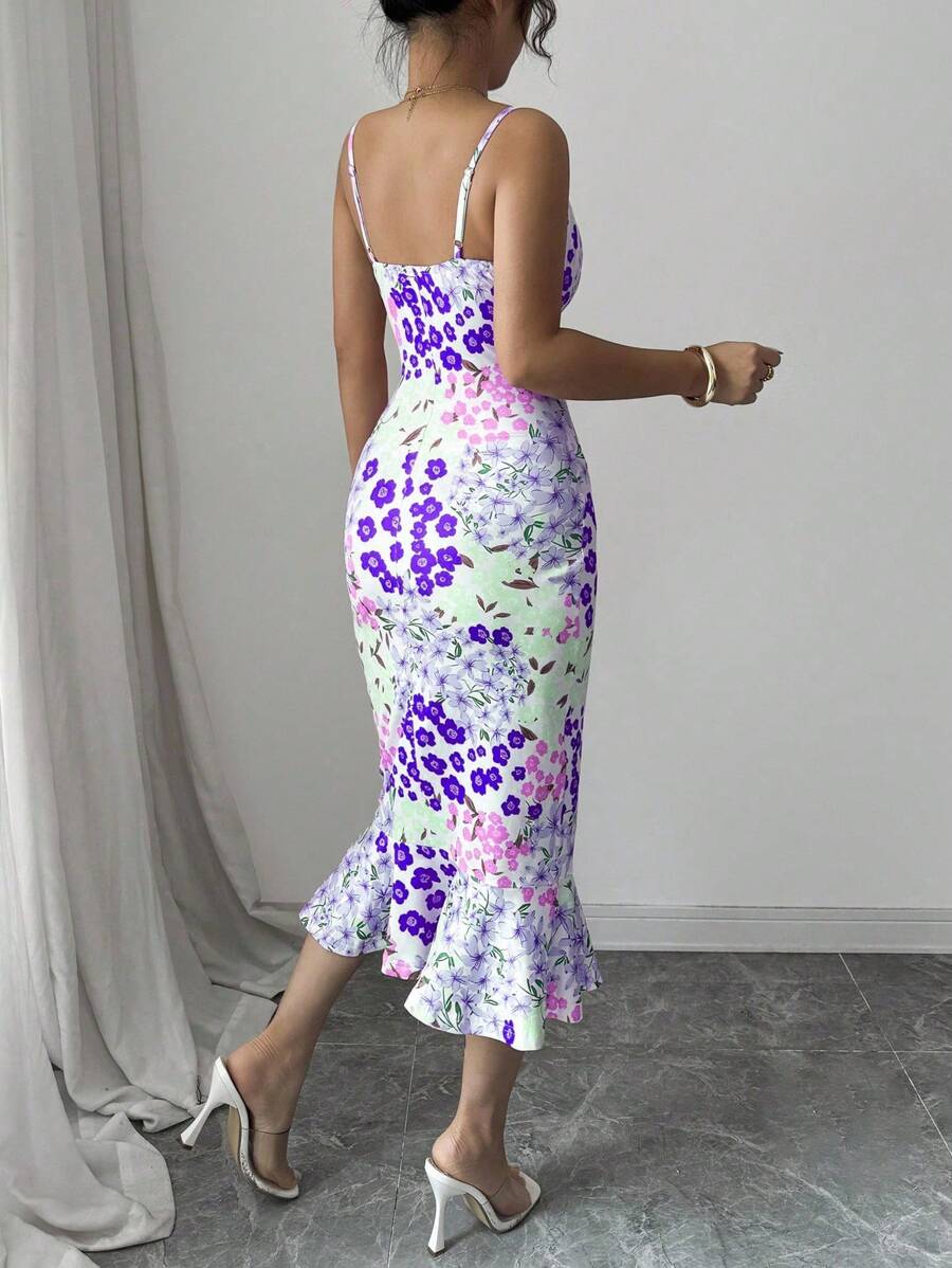Turn heads this season in our vibrant graphic print slip dress—a playful twist on timeless French elegance. The fitted bodycon silhouette hugs your curves beautifully, while the delicate ruffle hem adds a flirty, feminine touch that moves with you. Perfect for elevating your fall wardrobe, this dress transitions effortlessly from day to night. Whether you're dressing it up with heels or keeping it casual with sneakers, this colorful statement piece brings instant personality to any outfit. Embrace your bold