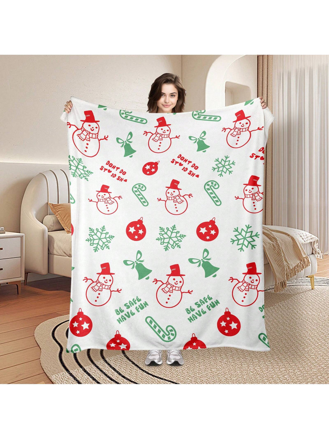 Wrap yourself in festive cheer with this Cozy Christmas Fleece Blanket, adorned with cheerful snowmen and delicate snowflakes. Soft and warm, it’s perfect for snuggling at home, staying cozy on your travels, or adding extra comfort on camping trips. Bring holiday magic wherever you go!