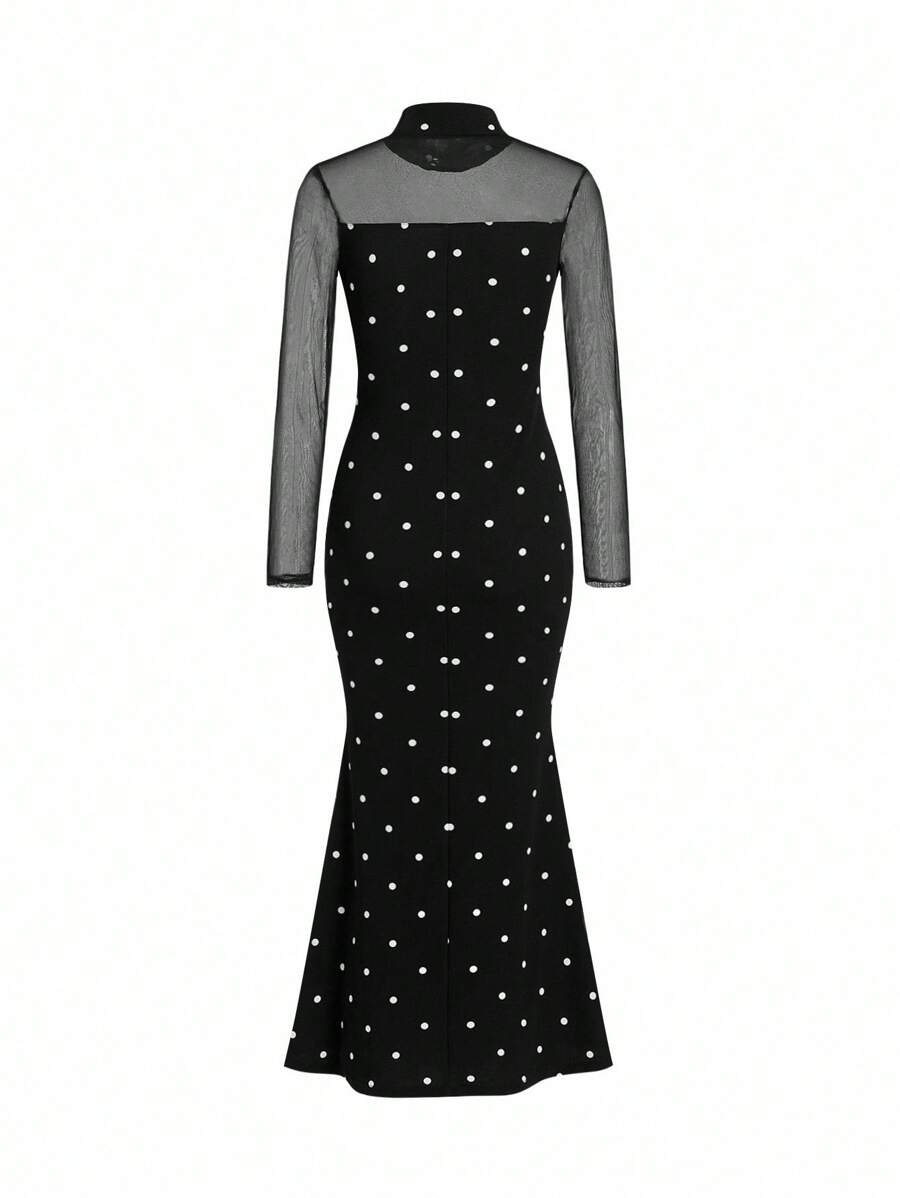 Step out in style with this Elegant Black Lace Fishtail Dress designed to wow at every autumn and winter party! Featuring long sleeves and a chic stand collar, this dress hugs your curves before flaring out in a stunning fishtail silhouette. Perfect for those cozy yet glamorous nights, it blends warmth and elegance effortlessly. Turn heads and dance the night away wrapped in timeless black lace!