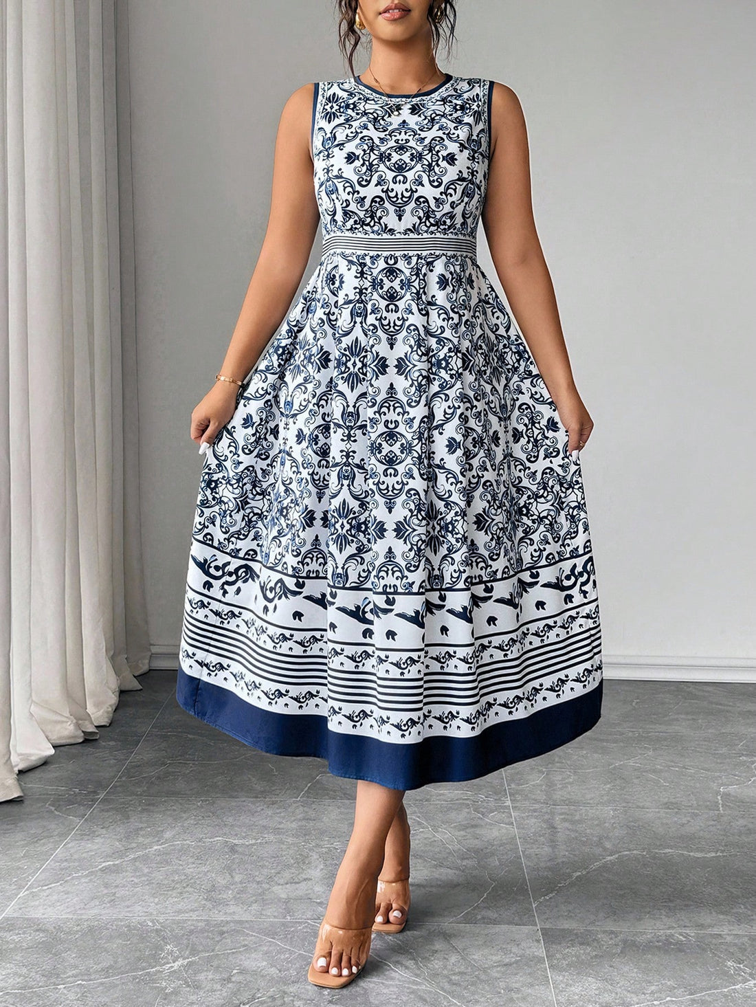 Celebrate your curves in this fabulous sleeveless dress that brings together comfort and bold style! Featuring an eye-catching auspicious print, this plus-size piece is designed for women who aren't afraid to make a statement. The relaxed silhouette flatters your figure while the vibrant design adds personality to any occasion—from casual outings to special gatherings. Perfect for those who believe fashion should be fun, fearless, and uniquely you!