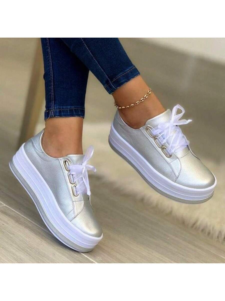 Step into comfort and confidence with these casual thick-soled lace-up flats! Featuring a stylish round toe and a durable sole, they’re perfect for all-day wear. Available in large sizes, these shoes bring fun and flair to your everyday look without sacrificing support. Lace them up and get ready to turn heads wherever you go!