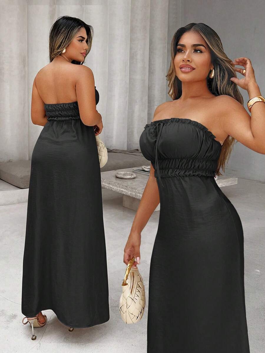 Step into summer with this Elegant Solid Color Maxi Tube Dress, designed to keep you cool and stylish all day long. Its sleek, strapless silhouette hugs your curves while flowing gracefully to the floor, making it perfect for beach days, garden parties, or spontaneous dance-offs. Lightweight and easy to wear, this dress is your new go-to for effortless chic with a playful twist.