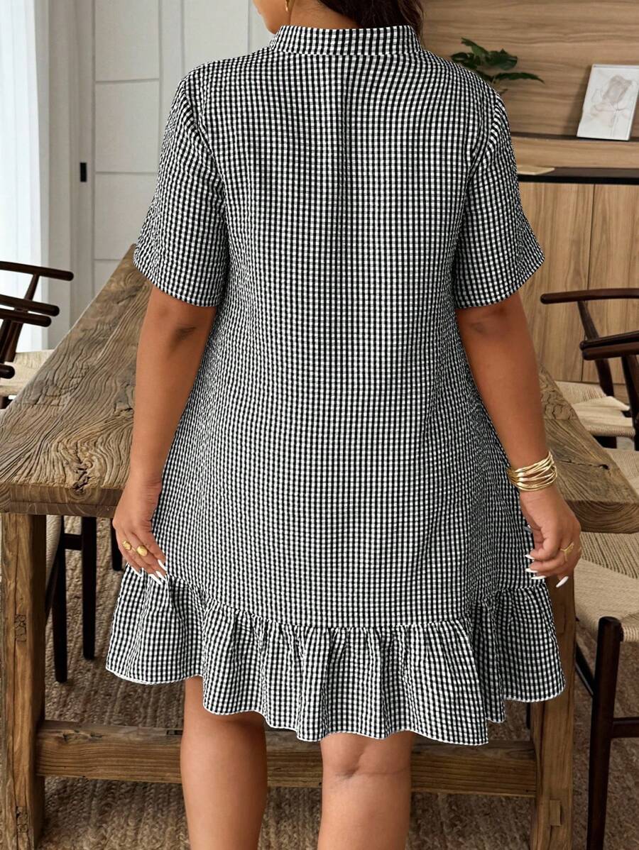 Elevate your wardrobe with this fabulous plaid ruffle dress that's all about celebrating your curves with confidence! The charming plaid pattern pairs perfectly with delicate ruffles that add movement and dimension to every step. Designed for the modern woman who refuses to compromise on style, this dress transitions seamlessly from casual brunch to evening plans. The textured details catch the light beautifully, while the thoughtful cut ensures a flattering fit that makes you feel amazing. Whether you're d