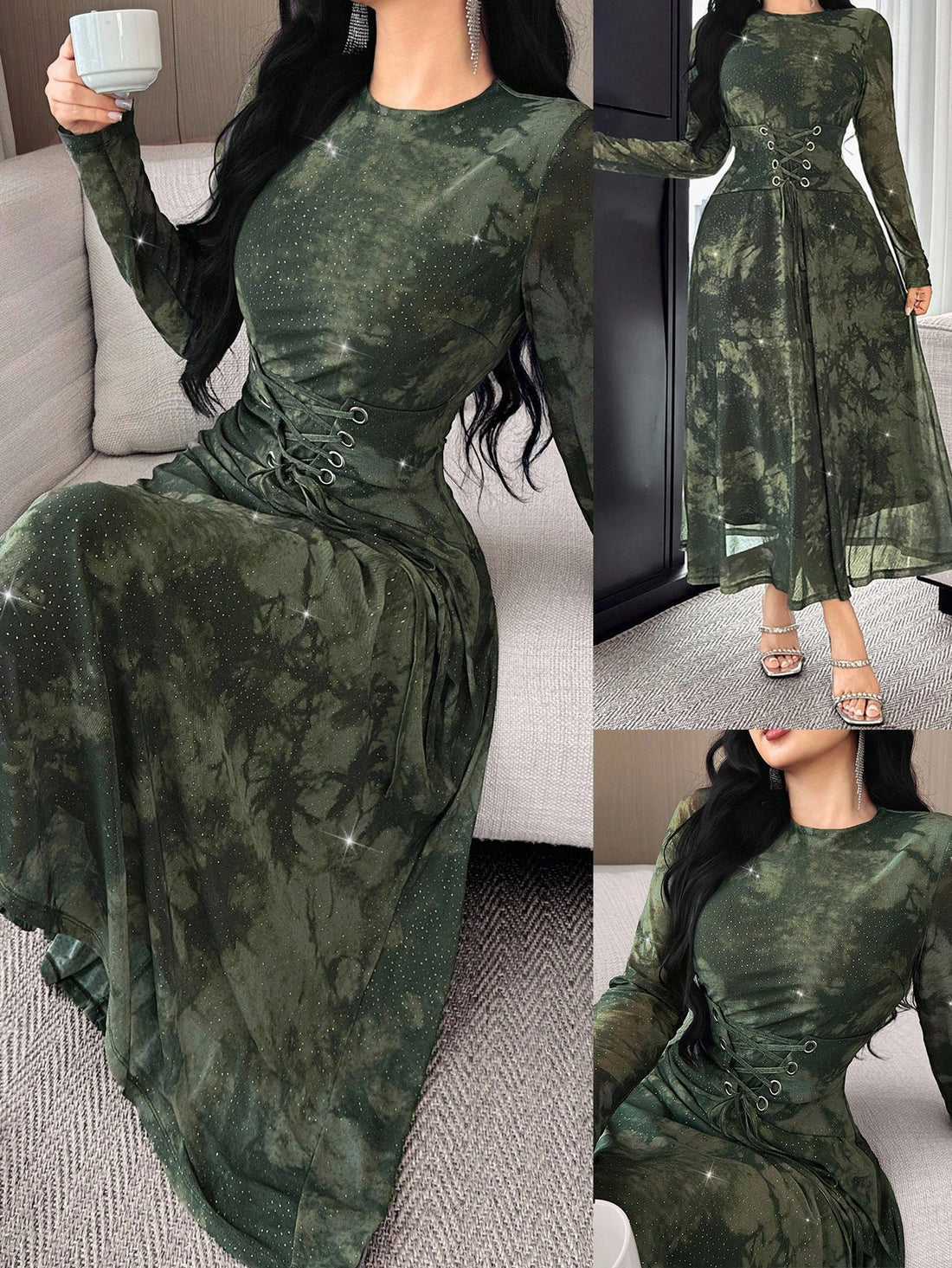 Step into effortless style with this playful mid-length dress, featuring a vibrant tie-dye print that adds a splash of fun to your wardrobe. The flattering waist tie accentuates your shape while the comfortable round neck keeps it casual chic. Perfect for sunny days or laid-back evenings, this dress brings a lively twist to your everyday look.