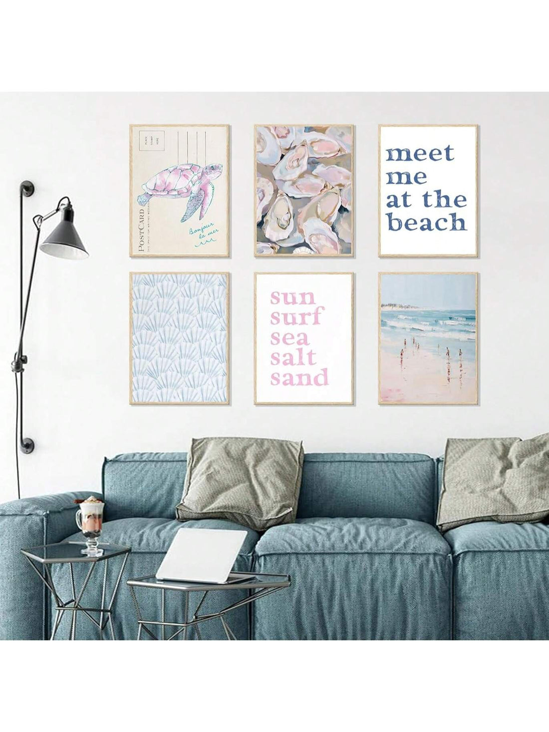 Bring the beach indoors with this playful 6-piece pink wall art set, perfect for girls who love coastal vibes. Featuring delicate shell motifs and inspiring Ocean Child quotes, each piece adds a splash of seaside charm and whimsy to any room. Brighten up your space with this fun and aesthetic decor that captures the magic of the shore.
