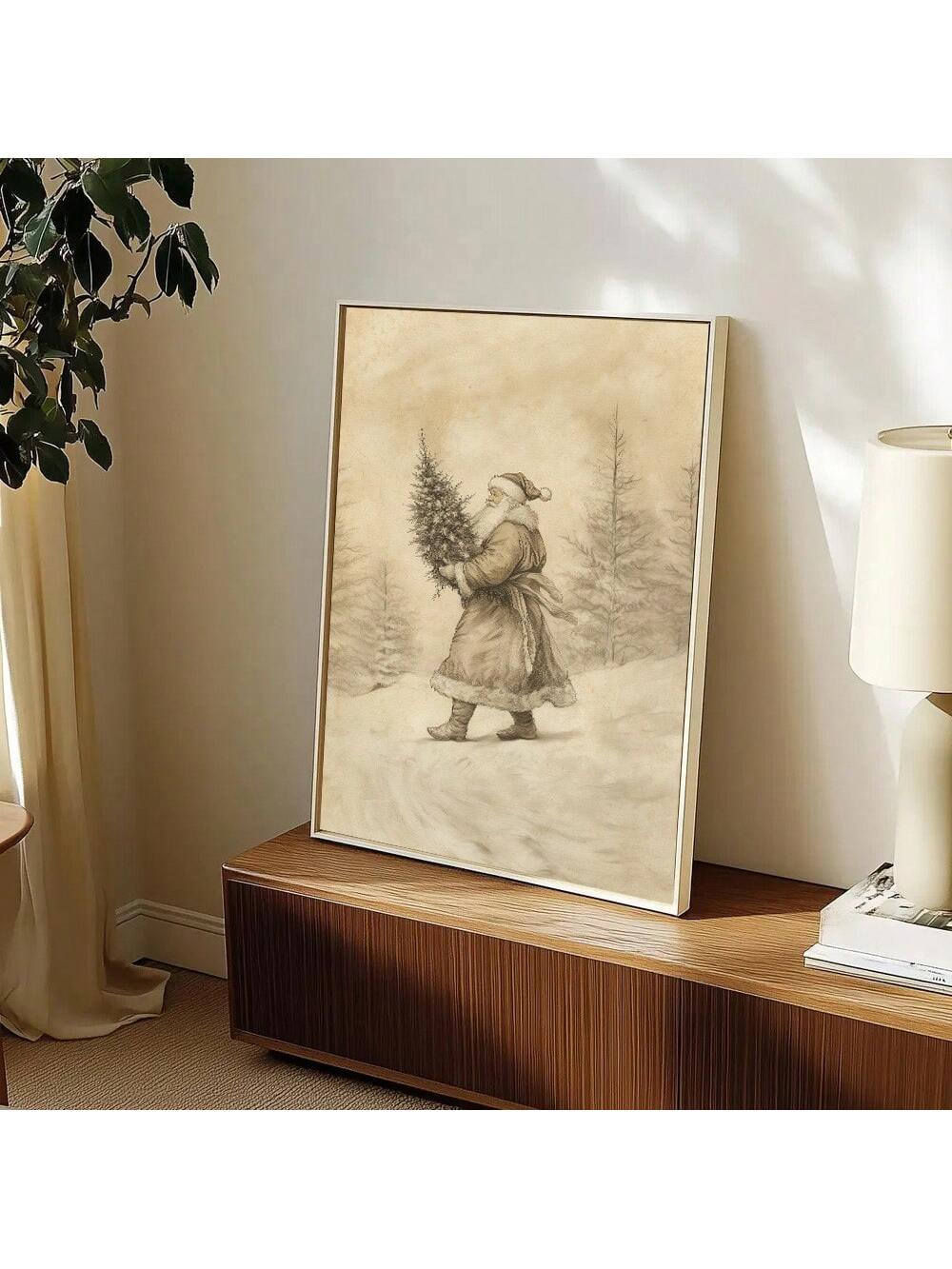 Add a touch of nostalgic charm to your holiday decorations with this Vintage Christmas Santa Claus Poster. Featuring a minimalist design, this unframed canvas art brings festive cheer to any room without overwhelming your space. Perfect for creating a cozy, joyful atmosphere, it’s an easy way to celebrate the season with classic Santa magic.