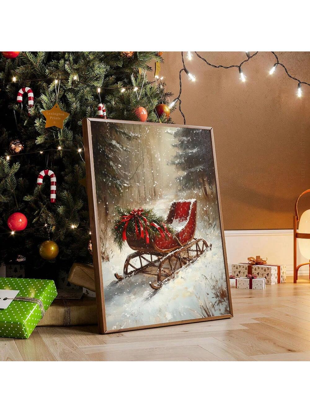 Bring nostalgic charm to your holiday décor with this vintage-inspired winter sleigh poster. Featuring a rustic minimalist design, it captures the magic of snowy days and cozy cabin vibes without overwhelming your space. Perfect for creating a warm, inviting atmosphere in any room, this wall art celebrates the simple pleasures of winter while adding character to your home. Whether you're decorating for the season or keeping holiday spirit year-round, this timeless piece brings that perfect blend of whimsy a