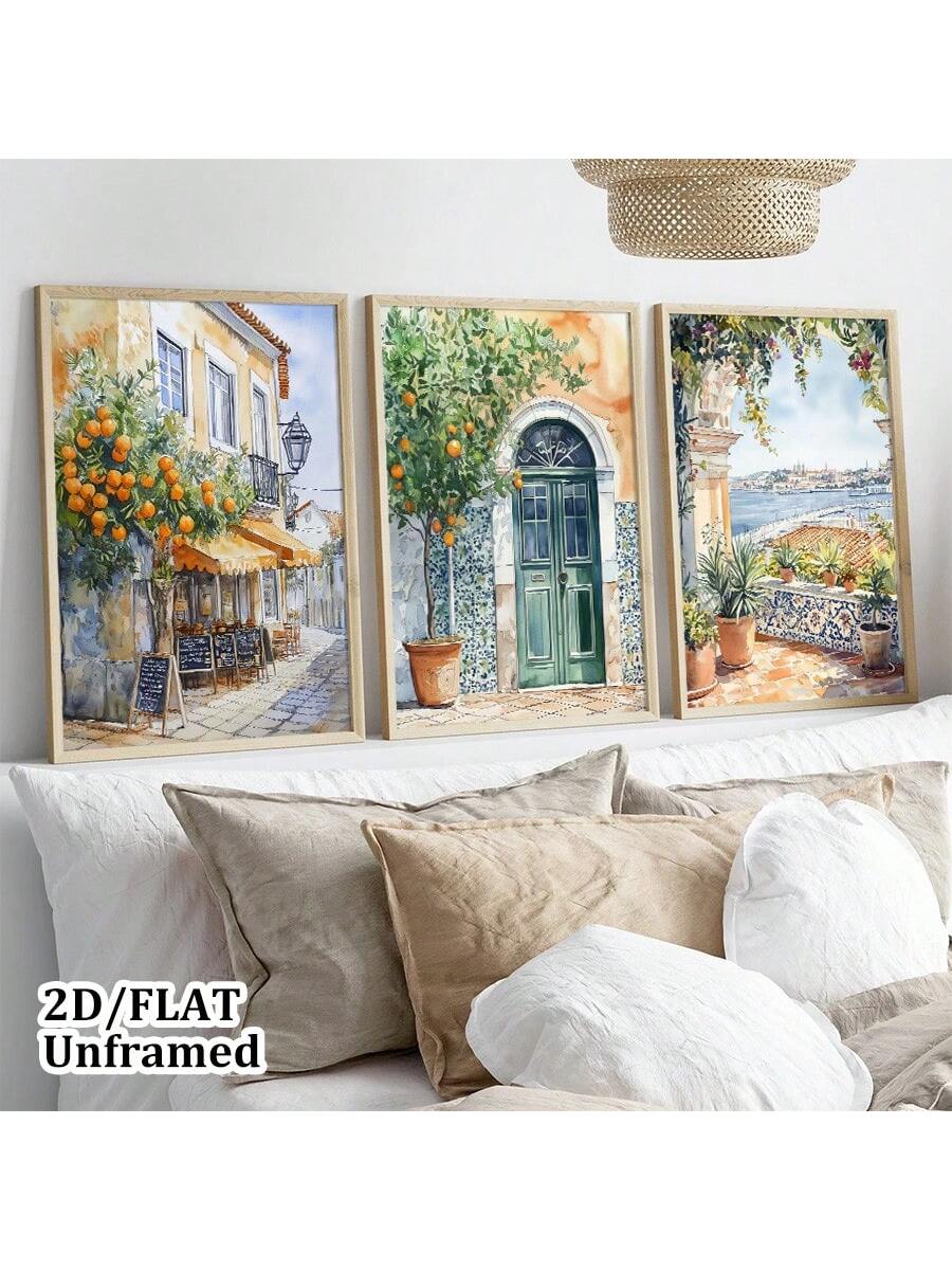 Bring a splash of wanderlust to your living room with this Frameless Lisbon Watercolor Wall Art Set. Featuring soft, dreamy brushstrokes inspired by the charm of Lisbon, these prints add a playful yet elegant touch to your space. Perfect for travel lovers, this set invites daydreams of cobblestone streets and sunny skies without taking up any wall space with bulky frames. Let your walls tell a story of adventure and style!
