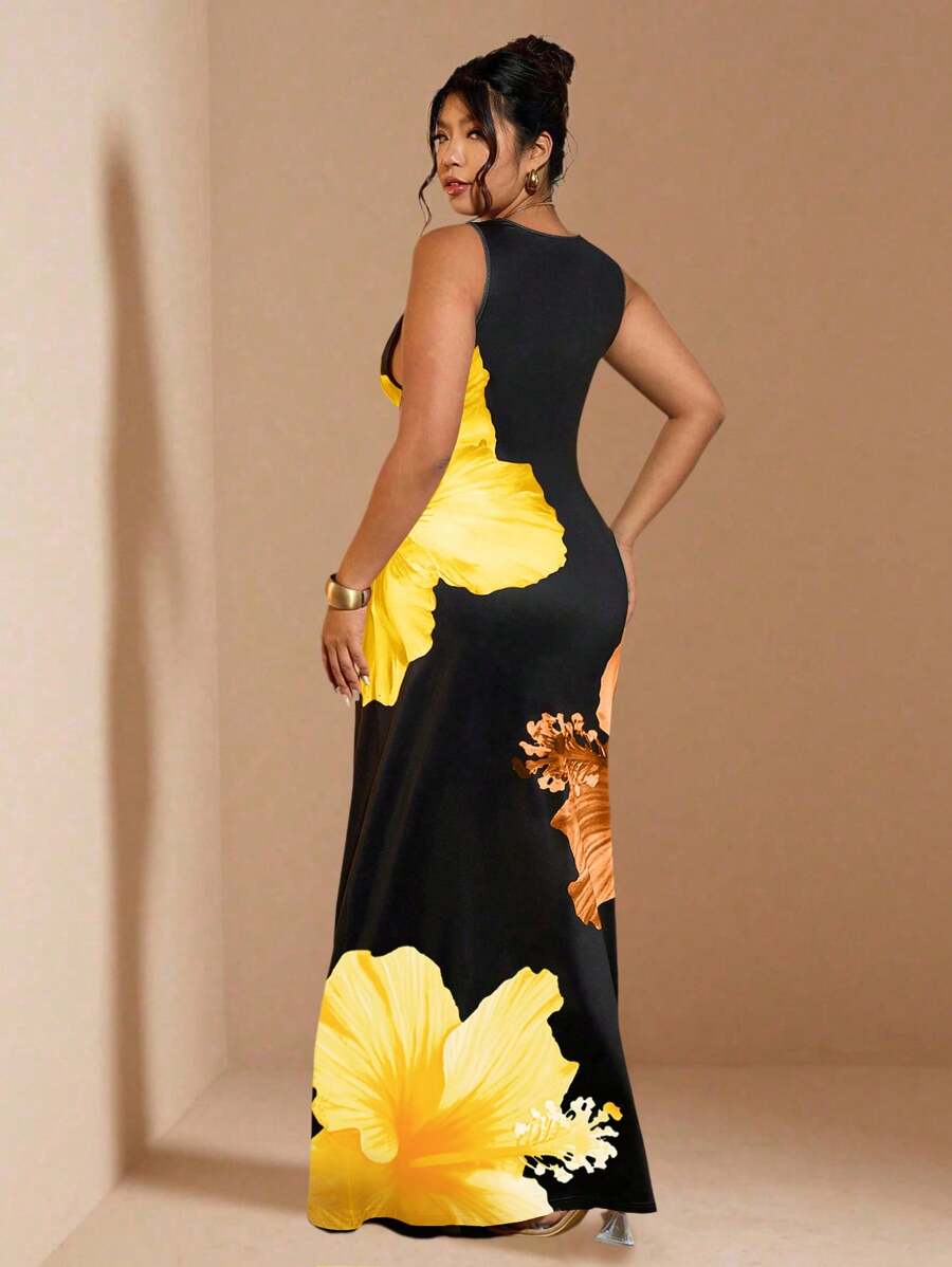 Step out in style with this Elegant Plus Size Floral Maxi Dress, perfect for casual vacations and dinner nights. The flowing fabric and vibrant floral pattern offer a breezy feel while flattering your curves. Whether you're strolling beachside or dining out, this dress combines comfort and charm to keep you glowing all day and night.