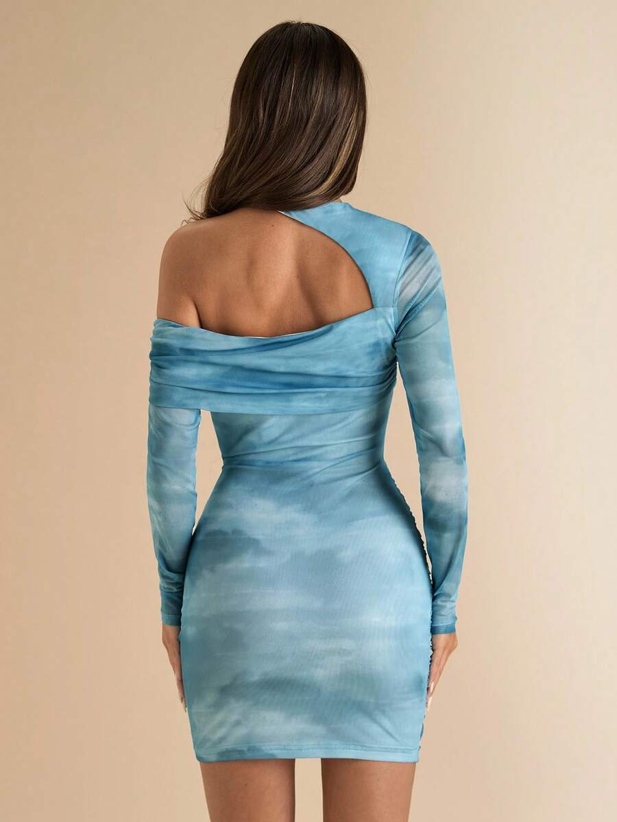 Step out in style with this Elegant Tie-Dye Ruched Ruffle Trim Dress. Its playful tie-dye pattern combined with delicate ruching and flirty ruffle trims creates a look that’s perfect for cocktail parties or romantic dates. Lightweight and comfortable, this dress lets you dance the night away while turning heads wherever you go.